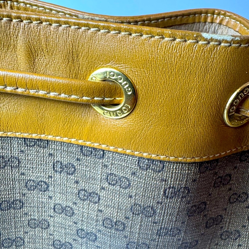Gucci Monogram Bucket Bag Crossbody GG Bamboo Authentic RARE Vintage 1980s - Picture 4 of 16